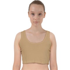 Pale Brown - Velvet Racer Back Crop Top by FashionLane