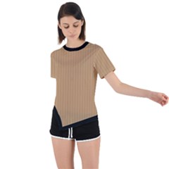 Pale Brown - Asymmetrical Short Sleeve Sports Tee by FashionLane