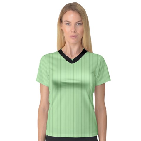 Pale Green - V-neck Sport Mesh Tee by FashionLane