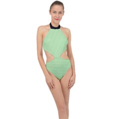 Pale Green - Halter Side Cut Swimsuit by FashionLane