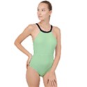 Pale Green - High Neck One Piece Swimsuit View1