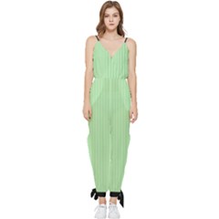 Pale Green - Sleeveless Tie Ankle Jumpsuit by FashionLane