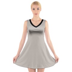 Pale Grey - V-neck Sleeveless Dress by FashionLane