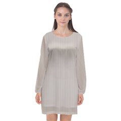 Pale Grey - Long Sleeve Chiffon Shift Dress  by FashionLane