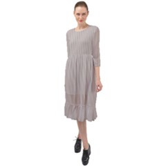 Pale Grey - Ruffle End Midi Chiffon Dress by FashionLane