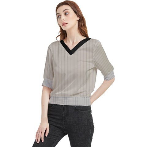 Pale Grey - Quarter Sleeve Blouse by FashionLane