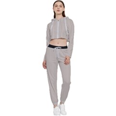 Pale Grey - Cropped Zip Up Lounge Set by FashionLane