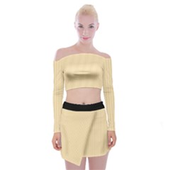 Pale Orange - Off Shoulder Top With Mini Skirt Set by FashionLane