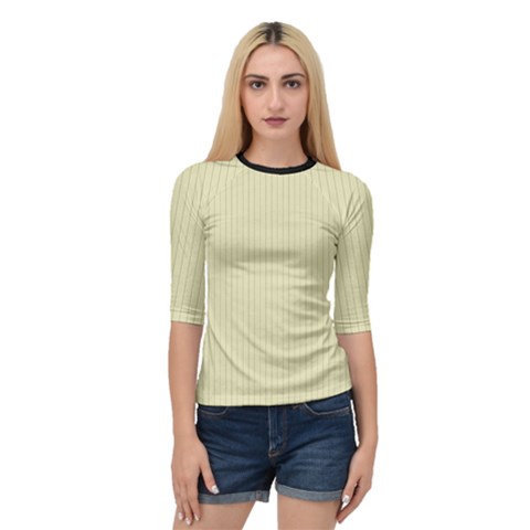 Pale Yellow - Quarter Sleeve Raglan Tee by FashionLane