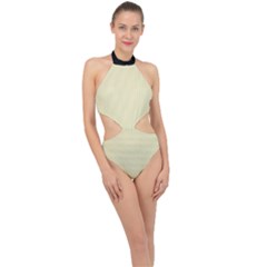 Pale Yellow - Halter Side Cut Swimsuit by FashionLane