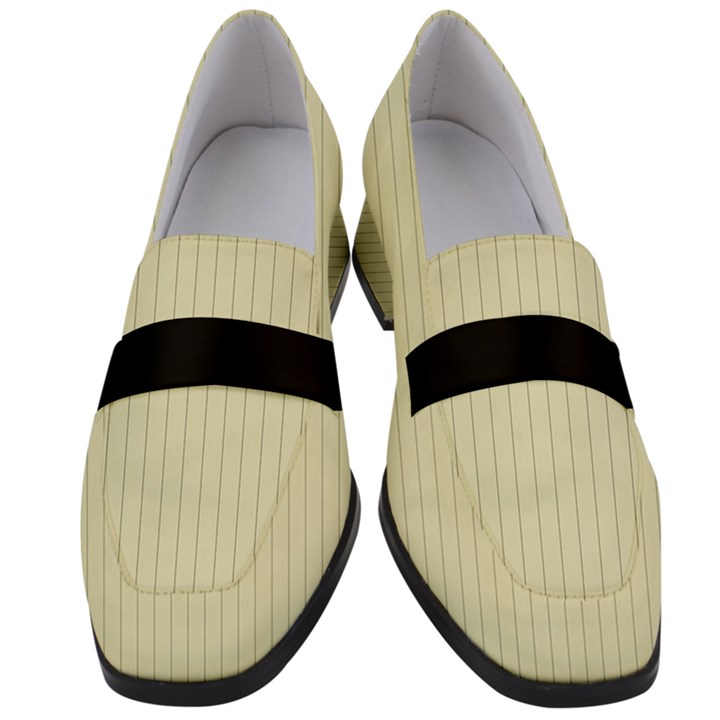 Pale Yellow - Women s Chunky Heel Loafers