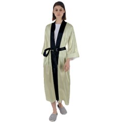 Pale Yellow - Maxi Satin Kimono by FashionLane