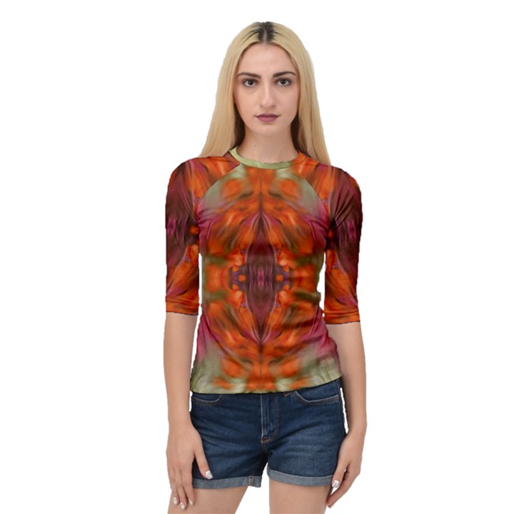 Landscape In A Colorful Structural Habitat Ornate Quarter Sleeve Raglan Tee