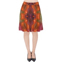 Landscape In A Colorful Structural Habitat Ornate Velvet High Waist Skirt by pepitasart