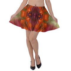 Landscape In A Colorful Structural Habitat Ornate Velvet Skater Skirt by pepitasart