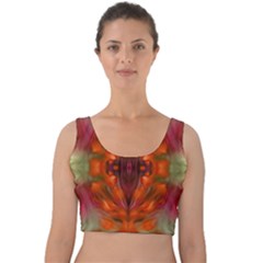 Landscape In A Colorful Structural Habitat Ornate Velvet Crop Top by pepitasart