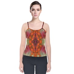 Landscape In A Colorful Structural Habitat Ornate Velvet Spaghetti Strap Top by pepitasart