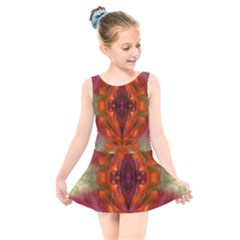 Landscape In A Colorful Structural Habitat Ornate Kids  Skater Dress Swimsuit by pepitasart