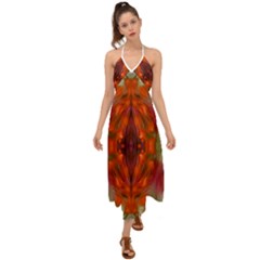 Landscape In A Colorful Structural Habitat Ornate Halter Tie Back Dress  by pepitasart