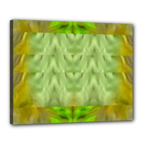 Landscape In A Green Structural Habitat Ornate Canvas 20  X 16  (stretched) by pepitasart