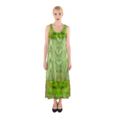 Landscape In A Green Structural Habitat Ornate Sleeveless Maxi Dress by pepitasart