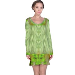 Landscape In A Green Structural Habitat Ornate Long Sleeve Nightdress by pepitasart