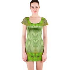 Landscape In A Green Structural Habitat Ornate Short Sleeve Bodycon Dress by pepitasart