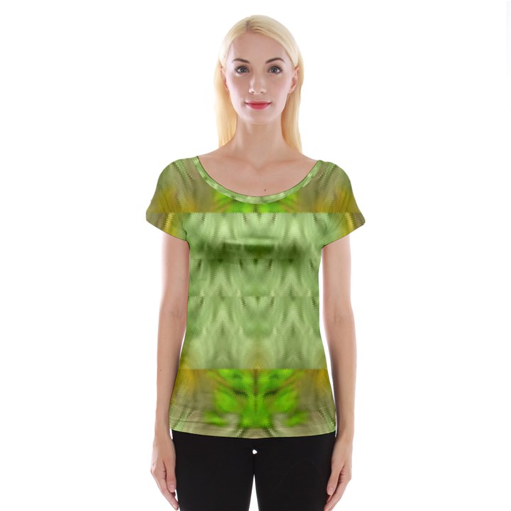 Landscape In A Green Structural Habitat Ornate Cap Sleeve Top