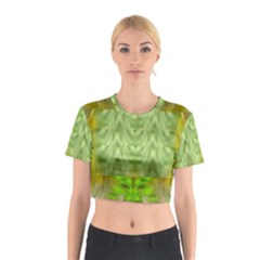 Landscape In A Green Structural Habitat Ornate Cotton Crop Top by pepitasart