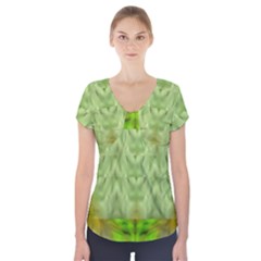 Landscape In A Green Structural Habitat Ornate Short Sleeve Front Detail Top by pepitasart