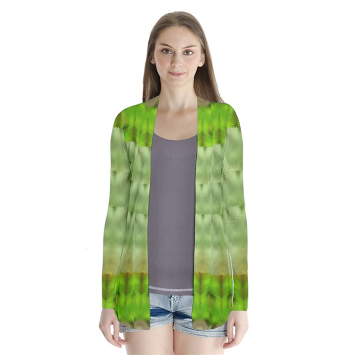 Landscape In A Green Structural Habitat Ornate Drape Collar Cardigan