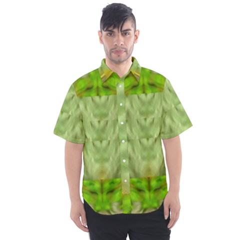 Landscape In A Green Structural Habitat Ornate Men s Short Sleeve Shirt by pepitasart