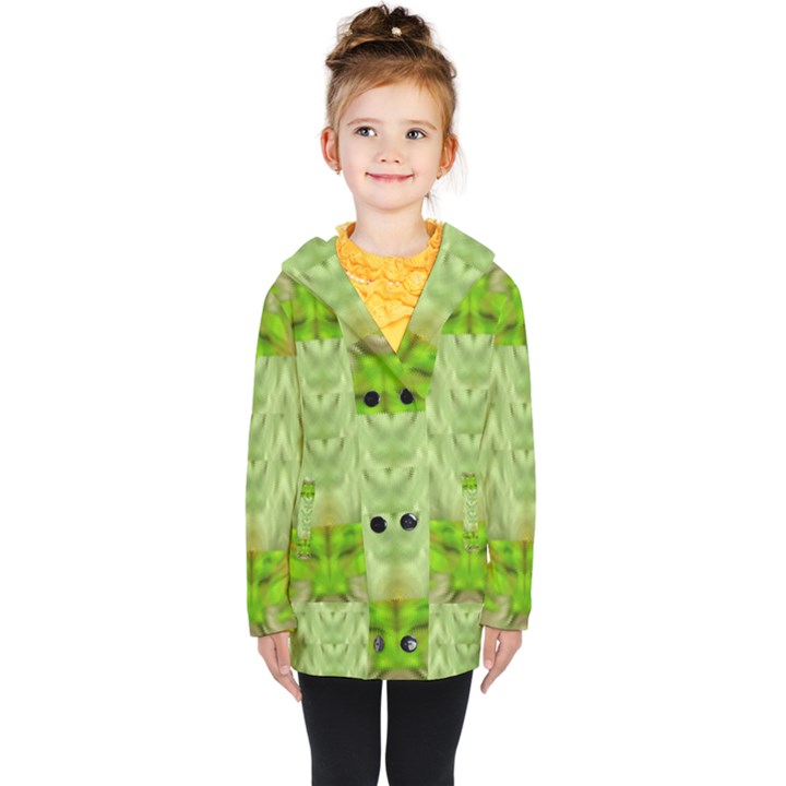 Landscape In A Green Structural Habitat Ornate Kids  Double Breasted Button Coat