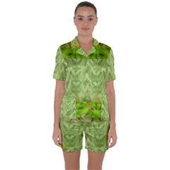 Landscape In A Green Structural Habitat Ornate Satin Short Sleeve Pajamas Set by pepitasart