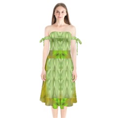 Landscape In A Green Structural Habitat Ornate Shoulder Tie Bardot Midi Dress by pepitasart