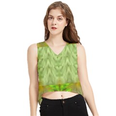 Landscape In A Green Structural Habitat Ornate V-neck Cropped Tank Top by pepitasart