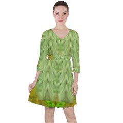 Landscape In A Green Structural Habitat Ornate Ruffle Dress by pepitasart