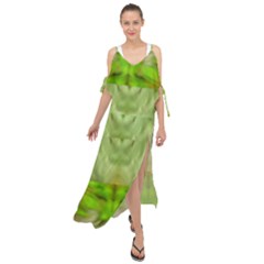 Landscape In A Green Structural Habitat Ornate Maxi Chiffon Cover Up Dress by pepitasart