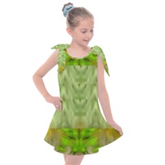 Landscape In A Green Structural Habitat Ornate Kids  Tie Up Tunic Dress by pepitasart