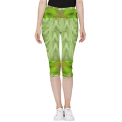 Landscape In A Green Structural Habitat Ornate Inside Out Lightweight Velour Capri Leggings  by pepitasart