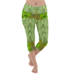 Landscape In A Green Structural Habitat Ornate Lightweight Velour Capri Yoga Leggings by pepitasart