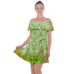 Landscape In A Green Structural Habitat Ornate Off Shoulder Velour Dress by pepitasart