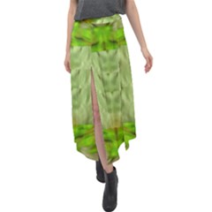 Landscape In A Green Structural Habitat Ornate Velour Split Maxi Skirt by pepitasart