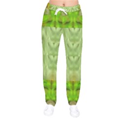 Landscape In A Green Structural Habitat Ornate Women Velvet Drawstring Pants by pepitasart