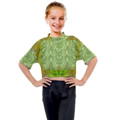 Landscape In A Green Structural Habitat Ornate Kids Mock Neck Tee