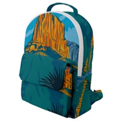 Guadalupe Mountains National Park With El Capitan Peak Texas United States Wpa Poster Art Color Flap Pocket Backpack (small) by retrovectors