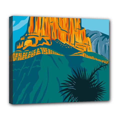 Guadalupe Mountains National Park With El Capitan Peak Texas United States Wpa Poster Art Color Deluxe Canvas 24  X 20  (stretched) by retrovectors