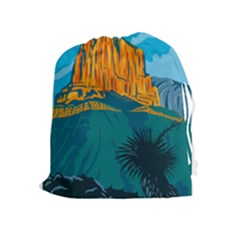 Guadalupe Mountains National Park With El Capitan Peak Texas United States Wpa Poster Art Color Drawstring Pouch (xl) by retrovectors