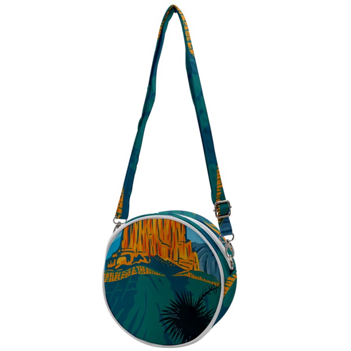 Guadalupe Mountains National Park with El Capitan Peak Texas United States WPA Poster Art Color Crossbody Circle Bag