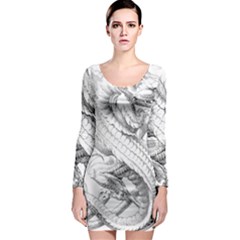 Dragon Lizard Vector Monster Long Sleeve Bodycon Dress by HermanTelo